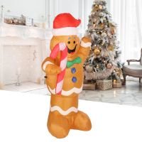 ความสูง 1.5 เมตร Christmas Inflatables Gingerbread Man กับ Candy Canes Blow Up Yard ตกแต่ง Snowman พร้อมไฟ LED