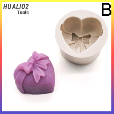 HUALI02แม่พิมพ์สบู่ซิลิโคนรูปหัวใจเทียนช็อกโกแลตงานฝีมือแบบ DIY
