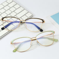 Veshion Anti Blue Light Glasses Metal Gold Clear Lens Accessories Female Cat Eye Optical Glasses Frame Women Semi-rimless