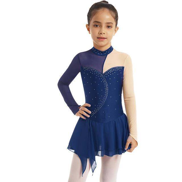 kids-girls-long-sleeve-hollow-back-ballet-leotards-dance-dresses-sparkling-rhinestone-figure-ice-skating-dress-dance-performance