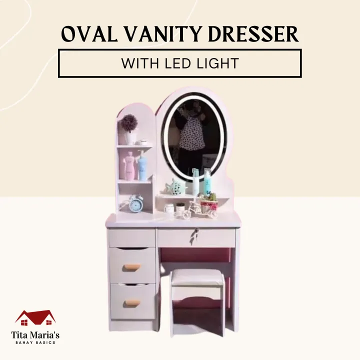 Bahay Vanity Dresser with LED Light / Circular Mirror with LED Dressing