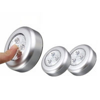 3 LED Automobile Home Cabinet Bedroom Lamp Stick Kitchen Round Light Touch Night