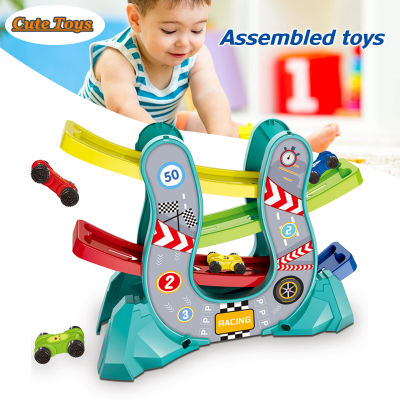 【Cute Toys】 Sliding Toy Car Set for Kids Toy Car Racing Track DIY Assembly Toy Car Set