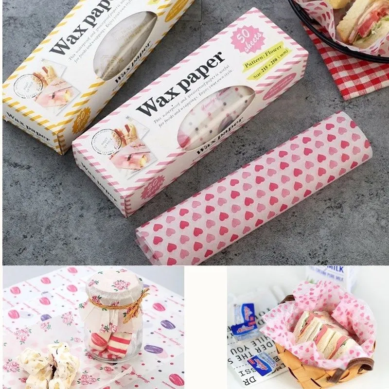 50pcs Greaseproof Paper Square Sandwich Wrapping Paper Disposable