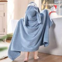 【jw】♂  Thickened Children Newborn Baby Super Soft Absorbent Cotton Hooded Cloak Can Worn Blanket