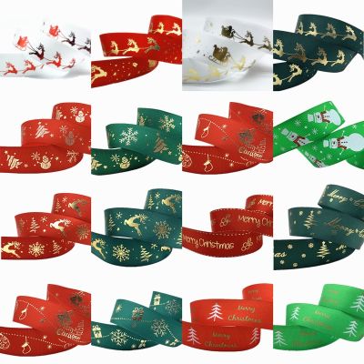 5yards 25mm Grosgrain Ribbon Printing Christmas Peripheral Ribbon For Bow Christmas Decorations DIY Gift Wrapping Gift Wrapping  Bags