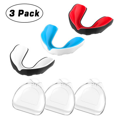 3 Packs Sport Mouth Guard EVA Teeth Protector Adults Mouthguard Tooth Brace Protection Basketball Rugby Boxing Karate for Adults