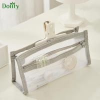 กระเป๋าเก็บของดินสอ Dolity โปร่งใสสำหรับที่เก็บเครื่องเขียนสำนักงานเครื่องแต่งหน้าท่องเที่ยว