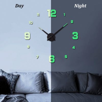 [24 Home Accessories] นาฬิกาแขวนผนังขนาดใหญ่แบบทำมือ3D ดีไซน์ทันสมัยปิดเสียงนาฬิกาดิจิตอลขนาดใหญ่สติกเกอร์กระจกอะคริลิคขนาดใหญ่ขนาดใหญ่ขนาดใหญ่ขนาดใหญ่ขนาดใหญ่สำหรับตกแต่ง
