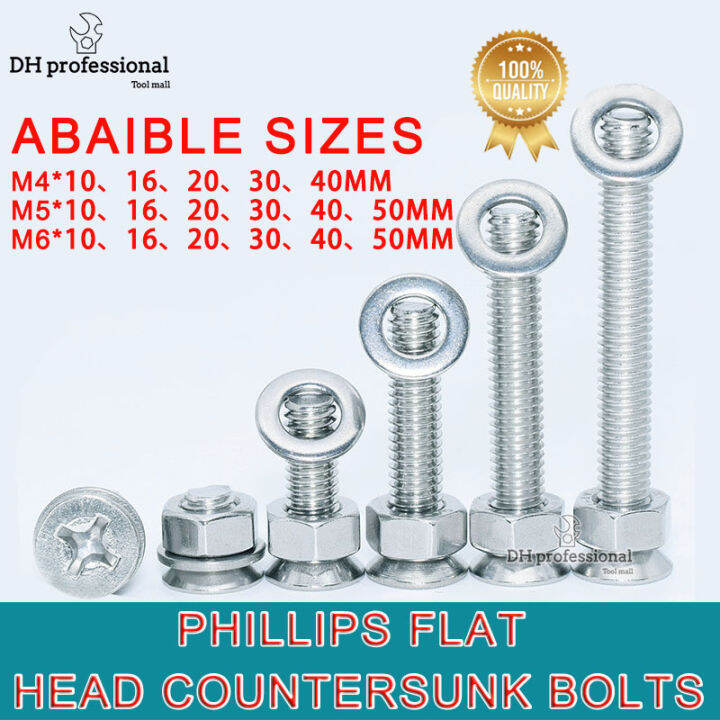 Phillips Flat Head Countersunk Machine Screws Bolts Nuts Washers Assortment Kit M4M6 (1060MM