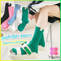 Winsome ถุงเท้ากีฬา ข้อยาว ผ้าฝ้าย ถุงเท้าข้อกลาง แฟชั่นฤดูใบไม้ร่วง womens socks