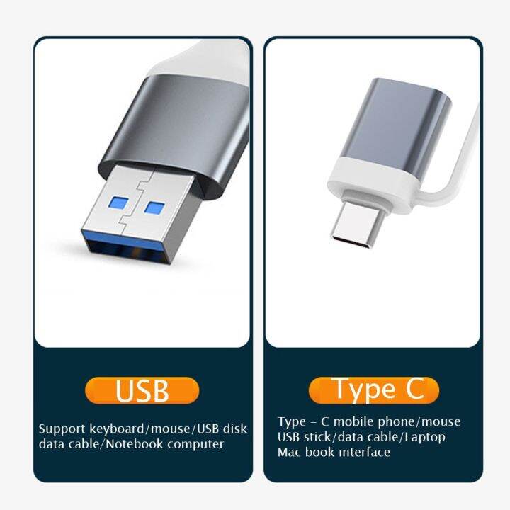 usb-ฮับ-type-c-3-0-usb-3-0ฮับ2-0-4พอร์ตอะแดปเตอร์-otg-เครื่องแยกอเนกประสงค์สำหรับพีซีเคสมือถือเลโนโว่หัวเหว่ย-macbook-อะลูมินัมอัลลอย