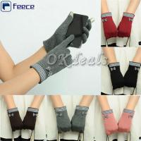 FEECE Fashion Attractive Cotton Butterfly Winter Warm Lattice Knit Touch Screen Mittens Gloves