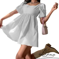 LD-Tiktok Same Style Women Short Sleeve Backless Dress Summer Fashion Solid Color Dress for Women Ladies