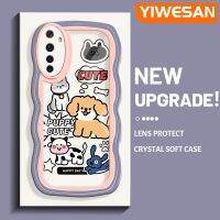 YIWESAN เคสสำหรับ Realme 6 6S Narzo เคสลายการ์ตูนน่ารักสำหรับลูกสุนัขแฟชั่นขอบครีมลูกคลื่นเคสโทรศัพท์แบบใสดีไซน์ใหม่เคสป้องกันซิลิโคนเคสโปร่งใสกันกระแทกเลนส์กล้องถ่ายรูปสร้างสรรค์