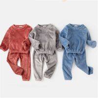 Childrens Pajamas Warm For Boys Girls Home Service Suit Thicken Teen Sleepwear Pullover Trousers Flannel Underwear Set Winter