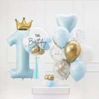 40inch Prince Crown Number Foil Balloons 1st Birthday Party Decorations Kids Boy Girl First One Year Anniversary Globos Supplies Balloons