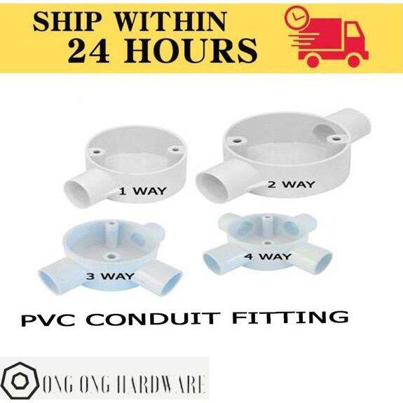 PVC Conduit Fitting 4 Way Box * Colour White * Material PVC/Plastic