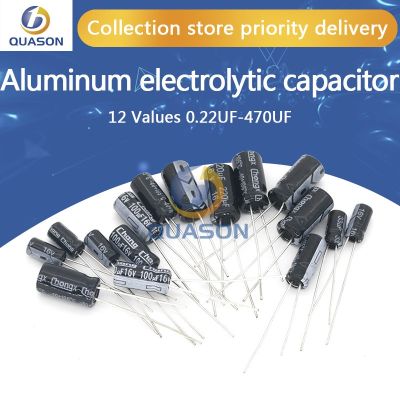 120pcs 1set of 120pcs 12 values 0.22UF-470UF Aluminum electrolytic capacitor assortment kit set pack