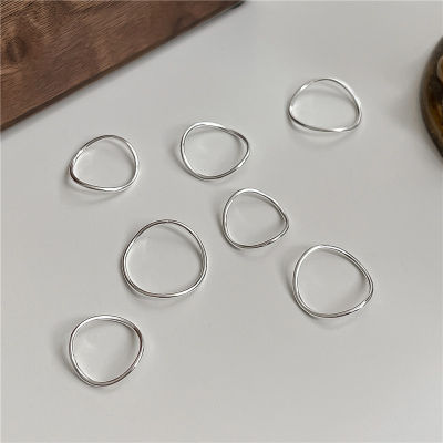 [COD]S925 แหวนสวมหลายแบบโค้งโค้งเงินแท้สำหรับผู้หญิงแบบพื้นฐาน
