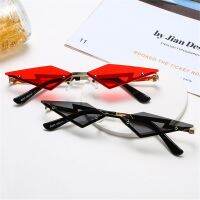 1PC Funny Polygon Sun แว่นตาผู้หญิงผู้ชายแฟชั่น Rimless Lozenge แว่นตากันแดดกรอบโลหะ Rave Party Beach Halloween Eyeglasses