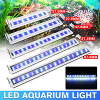 ไฟฝากระโปรงโคมไฟไฟตู้ปลา LED 4W/6W/8W/10W พร้อมขายึดปรับได้ขยายสำหรับปลูกพืชในตู้ปลา30-72CM AC220V ปลั๊ก EU สีขาว + น้ำเงิน5730SMD