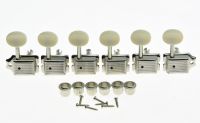 KAISH Vintage Guitar Tuning Keys Guitar Tuners Machine Heads Nickel w/ Ivory Buttons