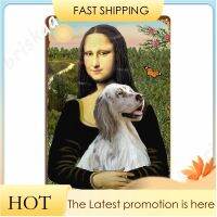 Mona Lisa ใน Ang Kanyang Ingles Setter แผ่นโลหะโปสเตอร์คลับบาร์โปสเตอร์ส่วนบุคคลดีบุกโปสเตอร์ 20 * 30 ซม