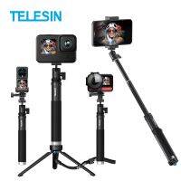 TELESIN For GoPro Selfie Stick 360° Rotation Foldable Tripod Phone Holder Aluminum Alloy Monopod for DJI Insta360 Smartphone