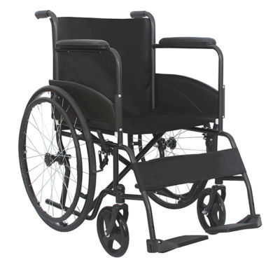 [ รถเข็นผู้ป่วย มี อย.] รถเข็นผู้ป่วย รถเข็นคนชรา รถเข็นผู้พิการ Wheelchair วิลแชร์ เหล็กชุบโครเมียม แบบพับได้ มีเบรคมือ ล้อขนาด 23 นิ้ว รุ่น 875