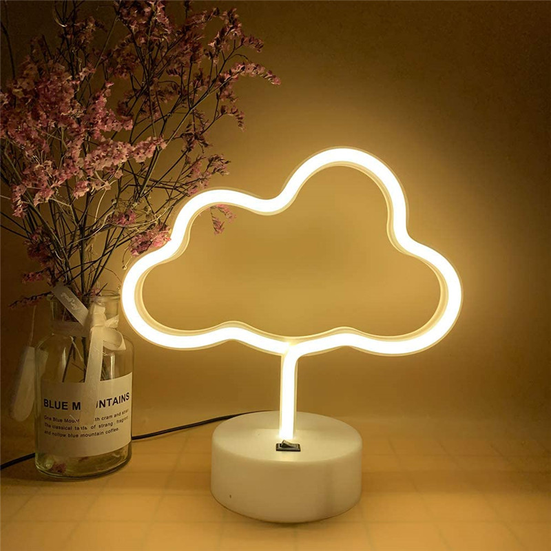 Home Decoration Lamp Blue Battery Operated or USB Powered LED Neon Light for Party Table & Wall Decoration Light Christmas Light and Kids Gift Cloud Neon Sign 