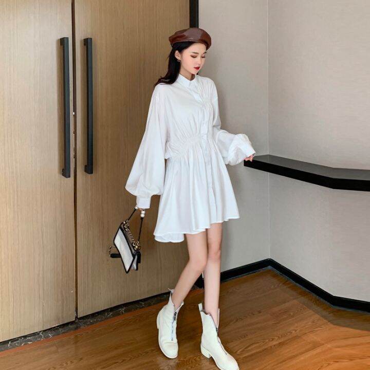 hot-dt-new-loose-irregular-design-waist-closed-collar-lazy-sleeve-dress