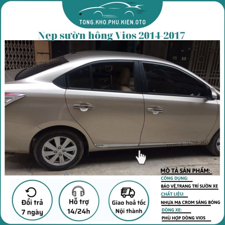 Nẹp sườn xe Toyota Vios 2014- 2017, nẹp hông xe mạ crom cao cấp ...