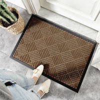 Rubber Bottom Door Mats for Outdoor Indoor Antiwear Ant-Slip Floor Mats Bathroom Carpet Rugs Gray Plaid Hallway Entrance Doormat