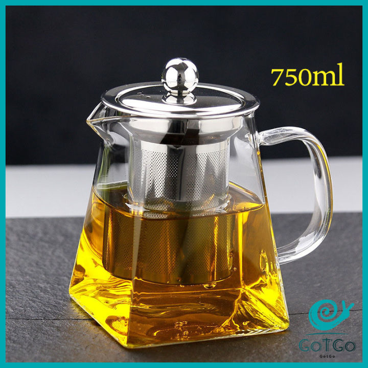 gotgo-กาชงชา-กาแก้ว-ตัวกรองสแตนเลส-ก้นออกแบบเป็นเหลี่ยม-ไลฟ์สไตล์เม็กซิโก-glass-teapot-มีสินค้าพร้อมส่ง