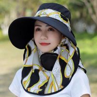 2022ใหม่ Shawl sun hat หมวกกันแดดสวยๆ หมวกกลางแจ้งปีกกว้าง หมวกกลางแจ้ง  กันแดด กันลม และกันฝุ่น หมวกแฟชั่น  ปิดหมด 360 องศา ไม่ต้องกลัวแดด อีกต