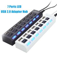 [HOT HAIXWLXKWW 589] USB 2.0 HUB Splitter 7พอร์ต Expander หลาย Hab พร้อมอะแดปเตอร์ USB2.0 Hub สำหรับ