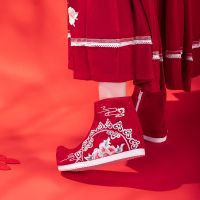 【 Jing Embroidered Shoes 1 】 Chinese Short Boots Red Wedding Xiuhe Dress Two-Wear Bride 2021 Autumn Womens