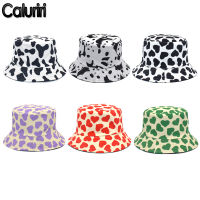 [hot]Caluriri Cotton Cow Print Hat Korean Pop White Black Bucket Hat Fisherman Hat Women Double-sided Basin Hat Men Summer Sun Hat