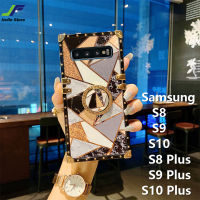 JieFie เคสโทรศัพท์ชุบโครเมี่ยมหรูหรา,เคสโทรศัพท์สำหรับ Samsung S8 / S9 / S10 Plus/S8 Plus / S9 Plus / S10 Plus แป้งเคลือบเงางามเคสโทรศัพท์ TPU สี่เหลี่ยมพร้อมขาตั้งแหวน