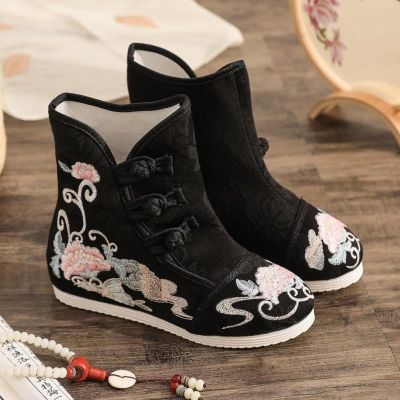[Ruilin Embroidered Shoes 1] รองเท้าบูท ปักลาย สไตล์ปักกิ่งย้อนยุค ฤดูใบไม้ร่วง สําหรับผู้หญิง 22