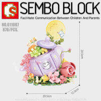 บล็อกตัวต่อบ้านดอกไม้ ทรงกาน้ำร้อน มีไฟ SEMBOBLOCK 611087 จำนวน 878 ชิ้น