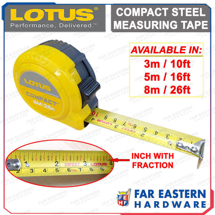 LOTUS Compact Series Steel Measuring Tape Inch with Fraction LTHT