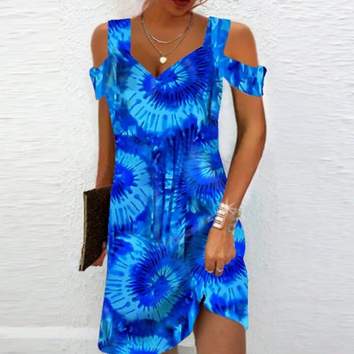 cw-print-v-neck-shoulder-dresses-fashion-office-beach