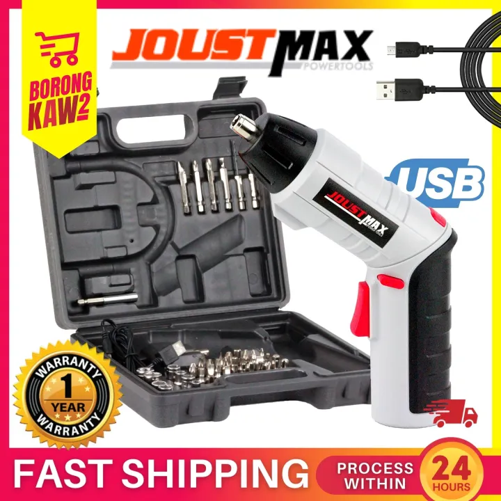 JOUSTMAX JST24201USB 45PCS Cordless Screwdriver USB Charge 4.2V Drill ...