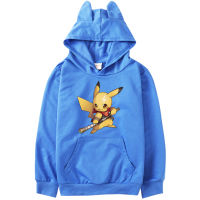 [ในสต็อก] Pokémons Pikachu ชุดสาวเสื้อสวมหัวด้านบนแขนยาวการ์ตูนผ้าฝ้ายผสมเสื้อผ้าเด็กสบายๆฤดูใบไม้ร่วงอะนิเมะ H Oodies ชายหญิง