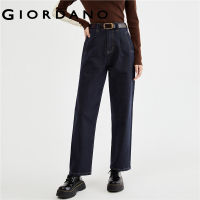 GIORDANO Women Jeans High Waist Pleated Denim Pants Bright Line Multi-Pocket Simple Fashoin Casual Trendy Denim Pants 18423206