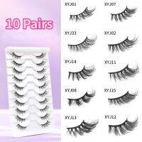 10 Pairs Lashes manga Lashes 3D Clear Band Lashes Natural Look Wispy Mink Eyelashes Fluffy Cat Eye Lashes Pack Fake Eyelashes