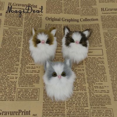 ✶● MagiDeal Small Cute Cat Model Simulation Animal Plush Doll Brooch Creative DIY Cellphone Shell Accessory Kids Toy