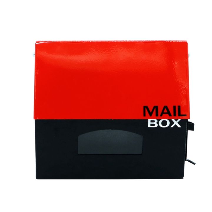 สินค้าใหม่-mail-box-ตู้จดหมาย-สีทูโทน-แดง-ดำ-ขนาดเล็ก-ตู้ใส่จดหมาย-กล่องจดหมาย-กล่องไปรษณีย์หน้าบ้าน